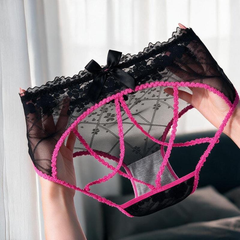 Große Größe Damen Sommer Neues Produkt Hohes Aussehen Sexy Spitze Durchbrochenes Transparentes Netzgewebe Tanga