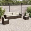6 Piece Garden Sofa Set with Cushions Brown Poly Rattan