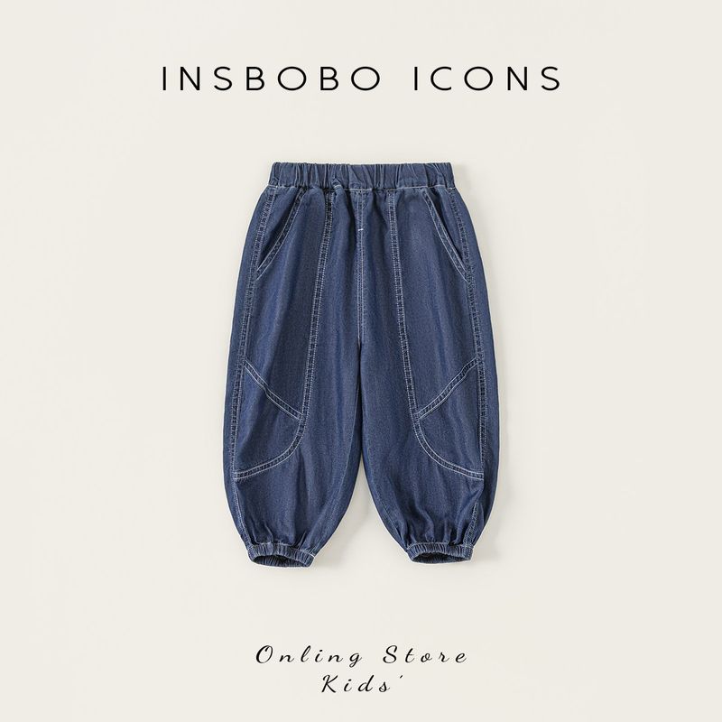 Insbobo Boys Pants Summer 2025 New Boys Jeans Children s Mosquito-Proof Pants Baby Thin Summer Wear Trendy Denim Blue 80 cm