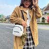 Canvas Small Circle Bag With Zipper Closure For Casual Daily Use Womens Fashion