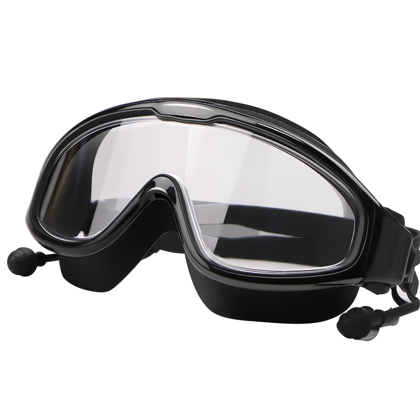 

OYUEGE Underwater Goggles for Wide Field of with Perfect for Summer and Competitive Swimming Adults, Anti-Fog, Soft, Leak-Free, View, Earplugs, чёрный