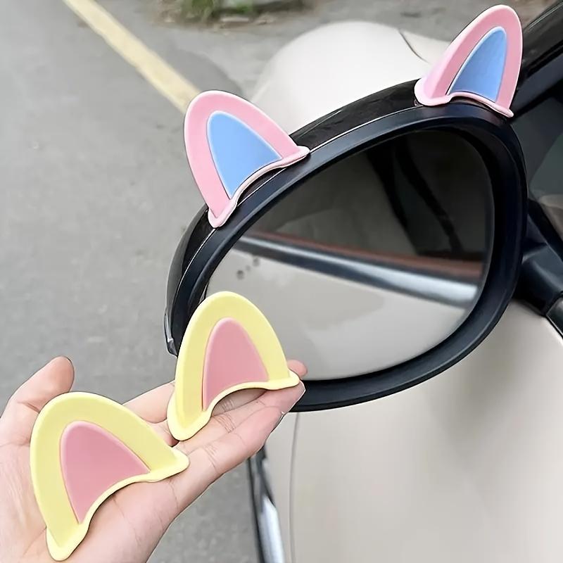 Two Pieces Per Package of Adorable Cat Ear-Shaped Steamed Buns (Mirror Not Included) Car Steering Wheel Decoration - Adhesive Dashboard Trim