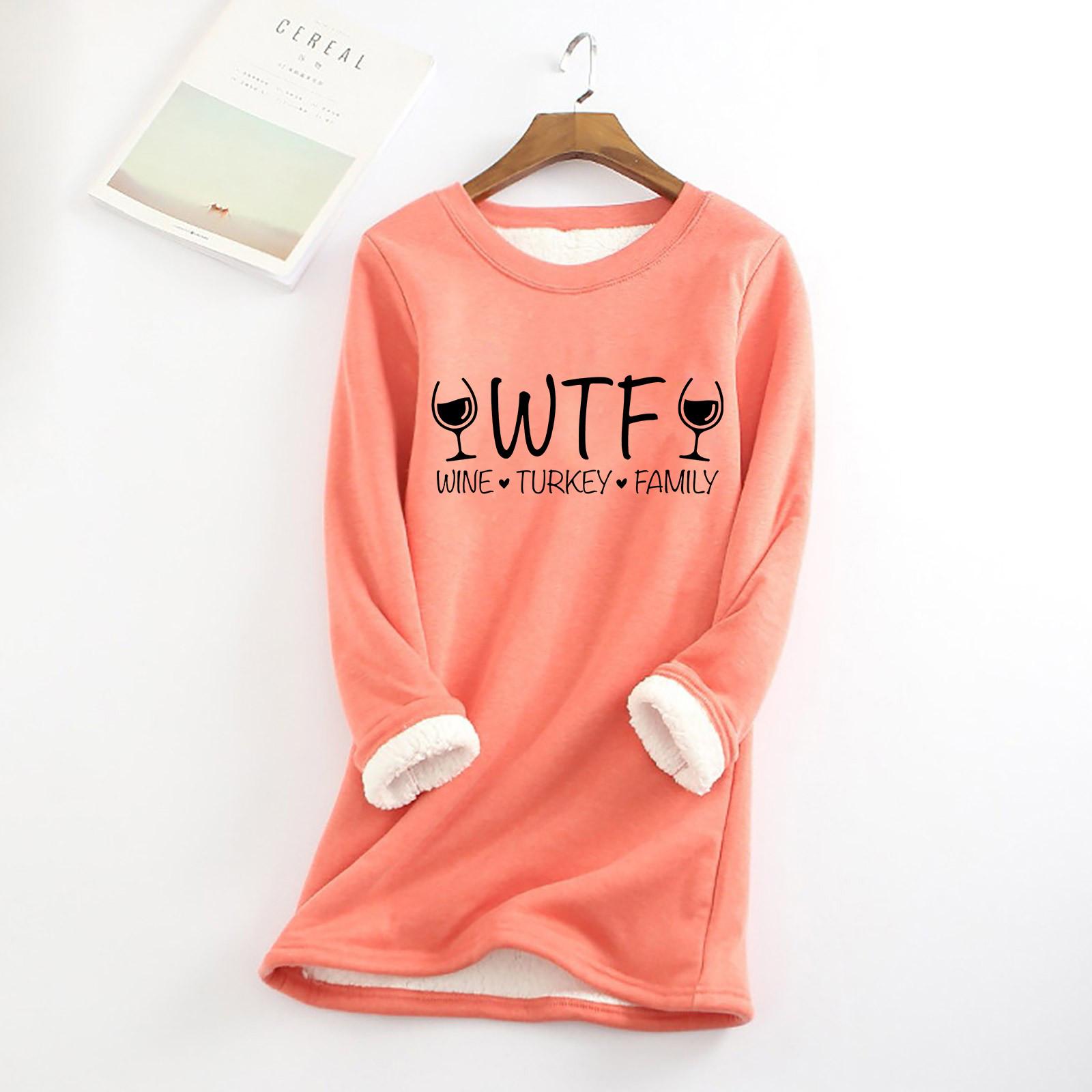 

Женский утолщенный флисовый свитер с изображением винной индейки, семейный, на День благодарения, теплый, с круглым вырезом, с принтом «семья» XL