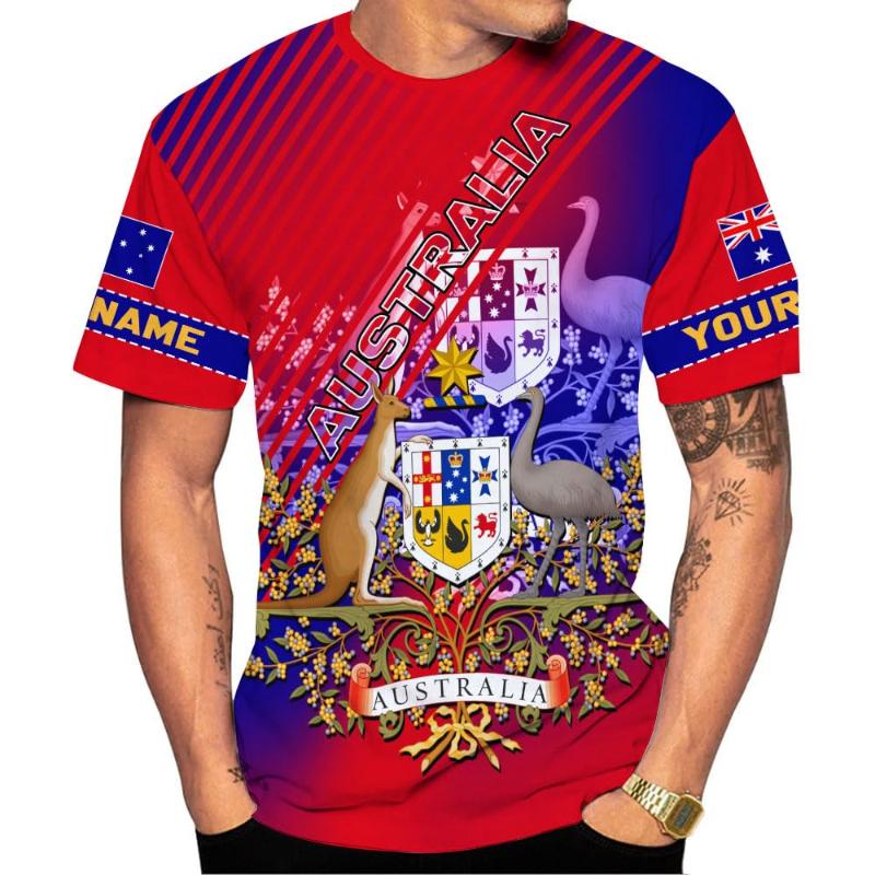 

Мужская футболка с индивидуальным именем и принтом флага Австралии, летняя футболка с 3D-печатью и эмблемой Австралии, женская одежда большого размера с коротким рукавом 6XL