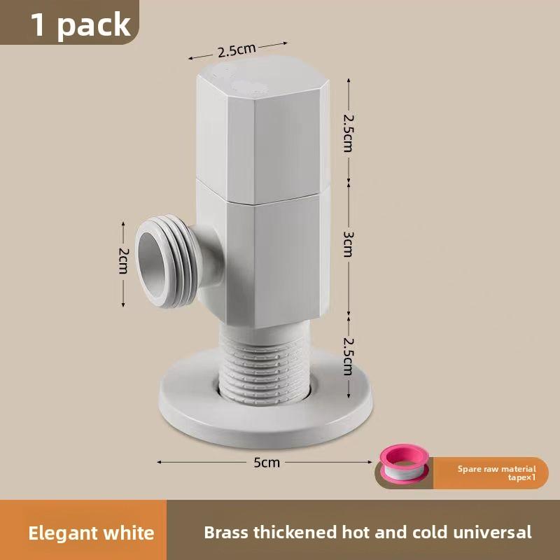 

Cream White Copper Triangle Valve Three-way Faucet Toilet Washbasin Corner Valves Quick Opening Water Stop for Household Use білий