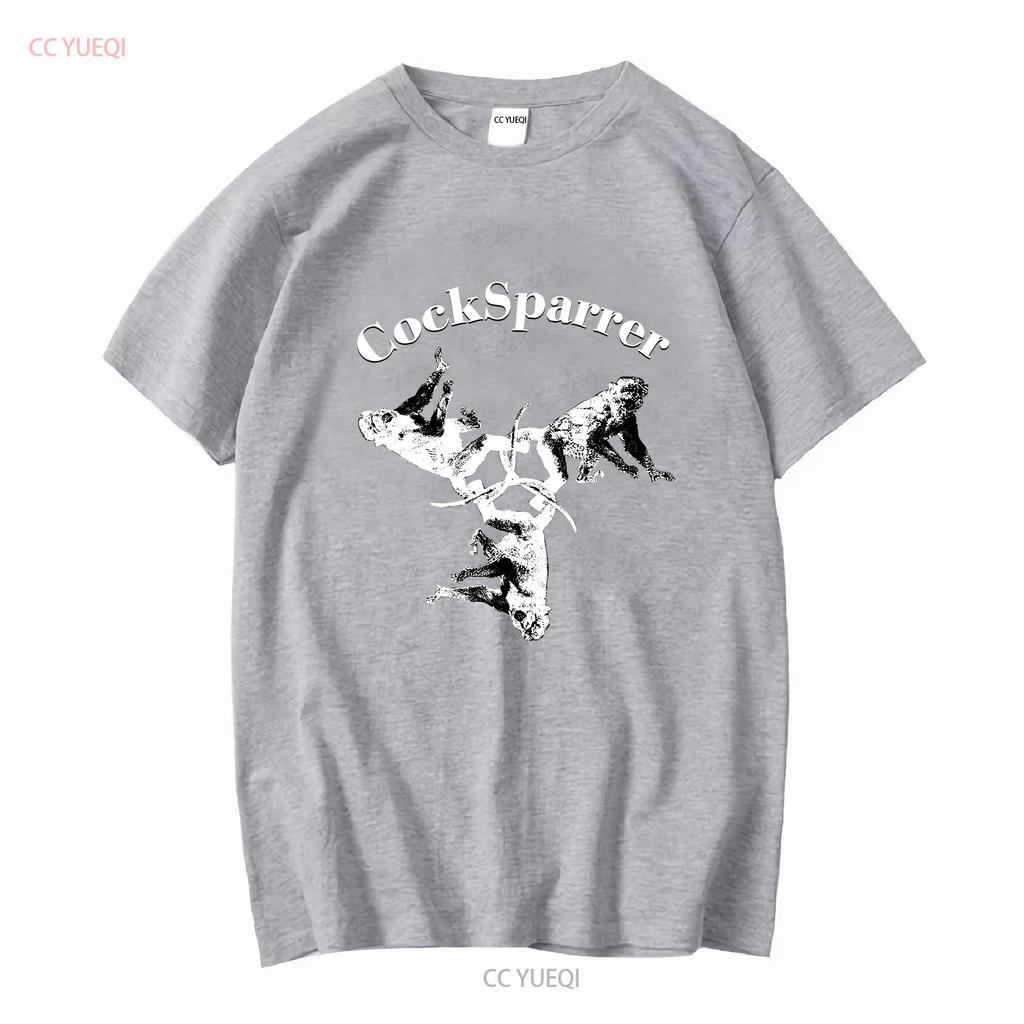 COCK SPARRER ZWEI AFFEN NEUES SCHWARZES T-SHIRT lang- oder kurzärmlig Vintage Gewaschene Streetwear Atmungsaktiv Leicht dehnbar Unisex