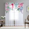 Romantic Rose Floral Yellow Flowers Voile Curtain Living Room Home Kitchen Green Leaves Butterfly Window Tulle With Sheer Polyester Perfect For