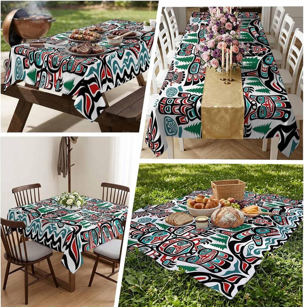 South western Ethnic Tribal Totem Rectangle Tablecloth for table decor Reusable Kitchen dining tablecloth Holiday party decor