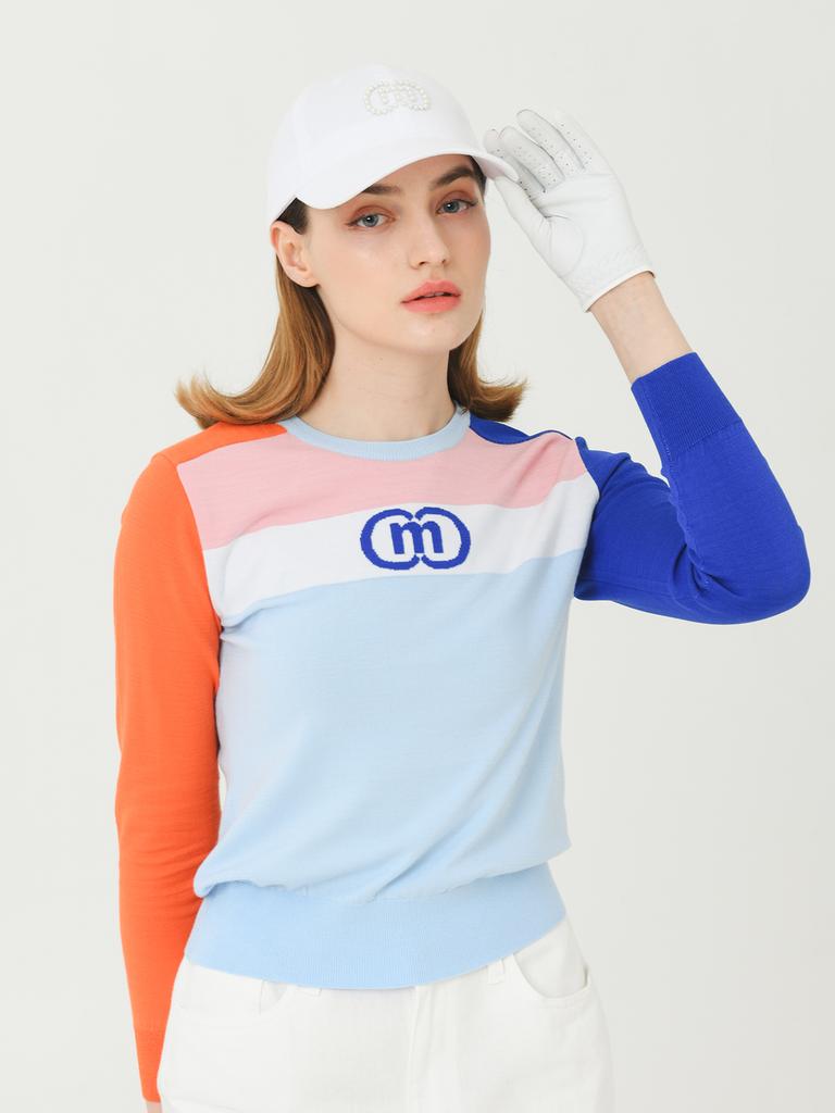 DOYOUKNOWMC Soft Blue Logo Jacquard Round Knit With Good Stretch
