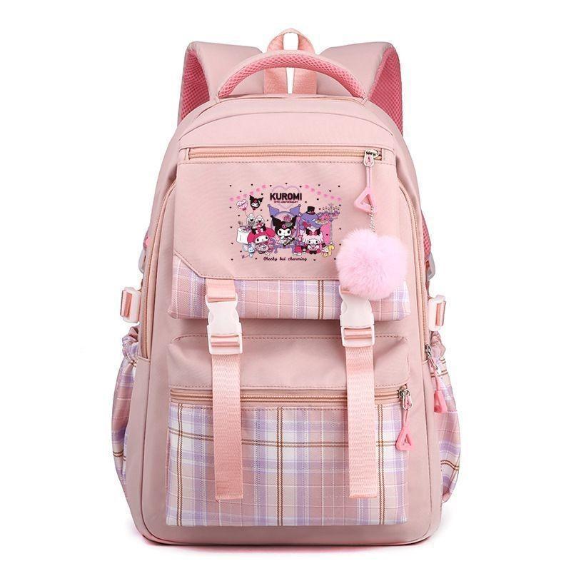Zaino a Libro di Kuromi per Bambini Zaino in Nylon con Cartone Animato di Ragazza per Viaggi e Scuola