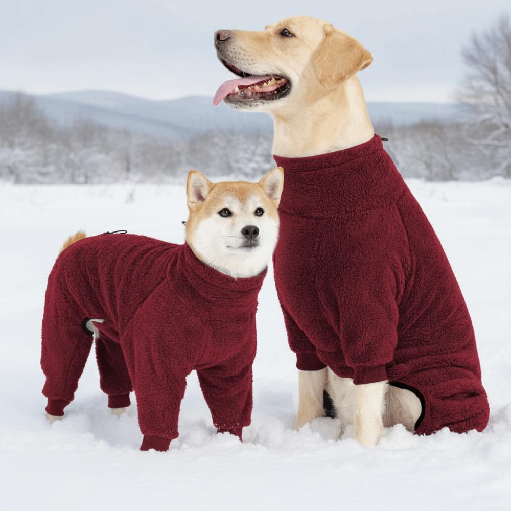 Pet Winter Clothes Fullbody Winter Dog Jumpsuit Windproof Soft Warm Dog Pajamas Resilient Thickened Dog Fleece Coat Outdoor