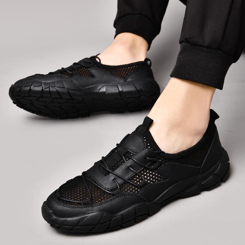 Men's Flying Woven Mesh Fashionable Casual Leather Shoes New Sandals Man Fashion Summer Outdoor Breathable Beach Sandals 37-47