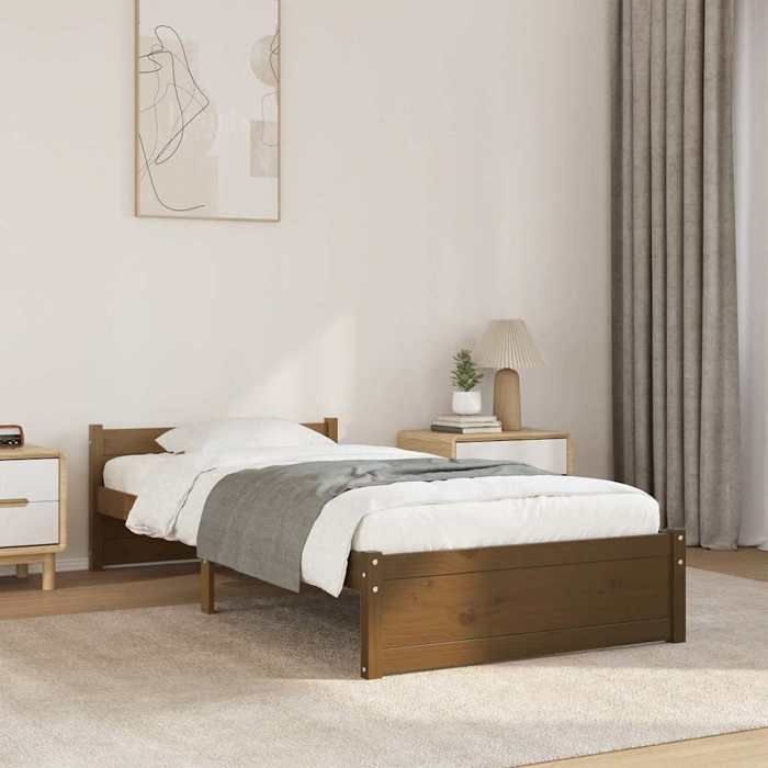 VidaXL Bed Frames Honey Brown Solid Wood 75x190 Cm Small Single 815007
