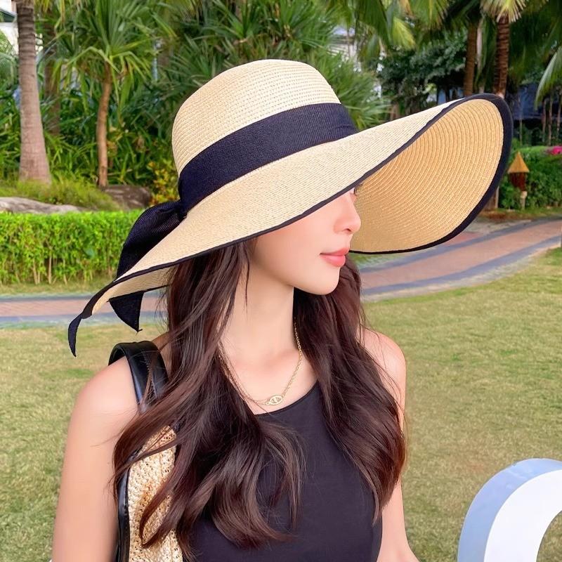 oversized brim straw hat women's summer sun protection visor straw hat seaside beach hat travel sun hat vacation style