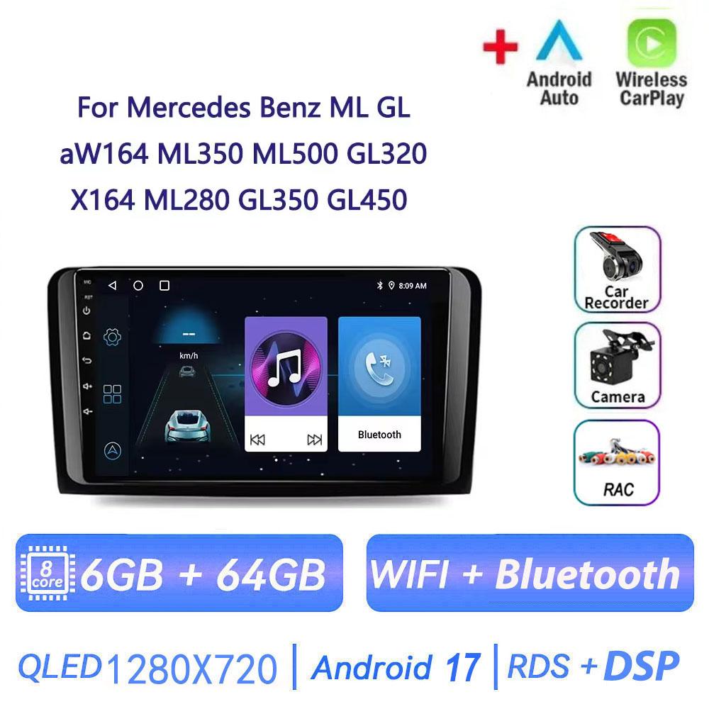 Autoradio Android 17 pour Mercedes Benz ML GL aW164 ML350 ML500 GL320 X164 ML280 GL350 GL450 4G BT CarPlay sans fil
