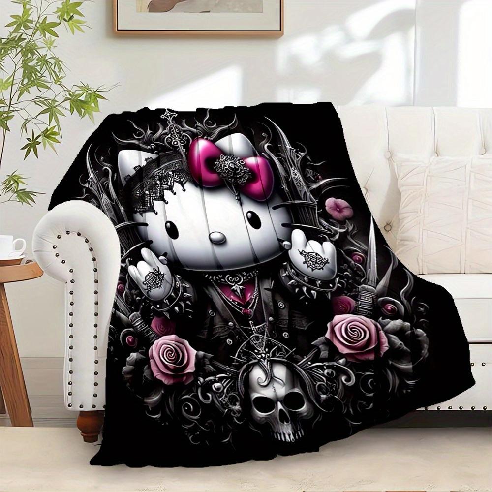 

1pc Gothic Hello Kitty Home Decor Blanket - Seasonal Universal Comfort Washable Gift for All Ages, Suitable for All Family Available in mult 130x150cm