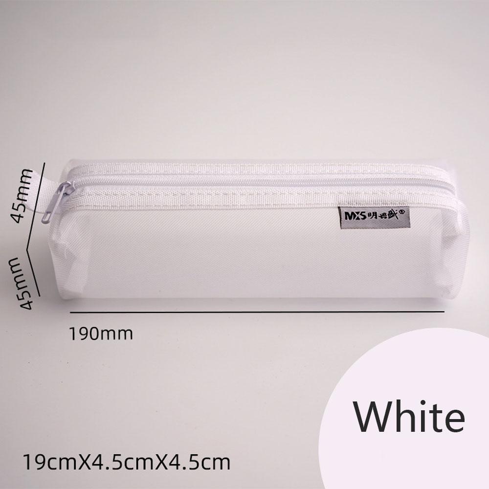 Simple Storage Pencil Bag Large Capacity Three-Dimensional Nylon Transparent Solid Color Mesh Pencil Stationery Bag