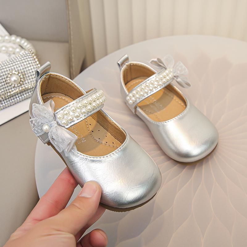 Chaussures Mary Jane en cuir pour filles: Chaussures de princesse à nœud, semelle souple, perles - Printemps/Automne 2026
