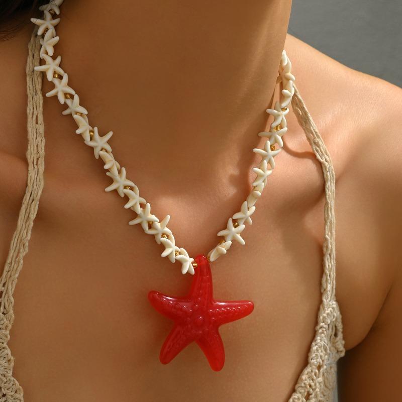 Bohemian Beaded Neck Chain Shell Jewelry Fashion Exaggerated Starfish Pendant Necklace Women