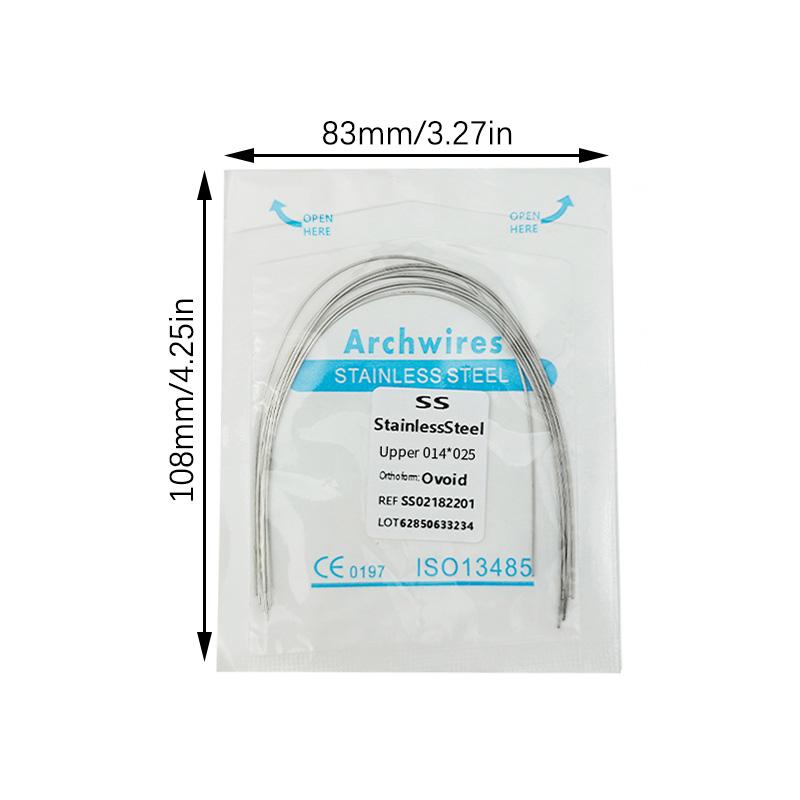 10 Packs=100Pcs Dental Orthodontic Arch Wires Stainless Steel Round Rectangular Type Natural Form Braces Wires For Teeth