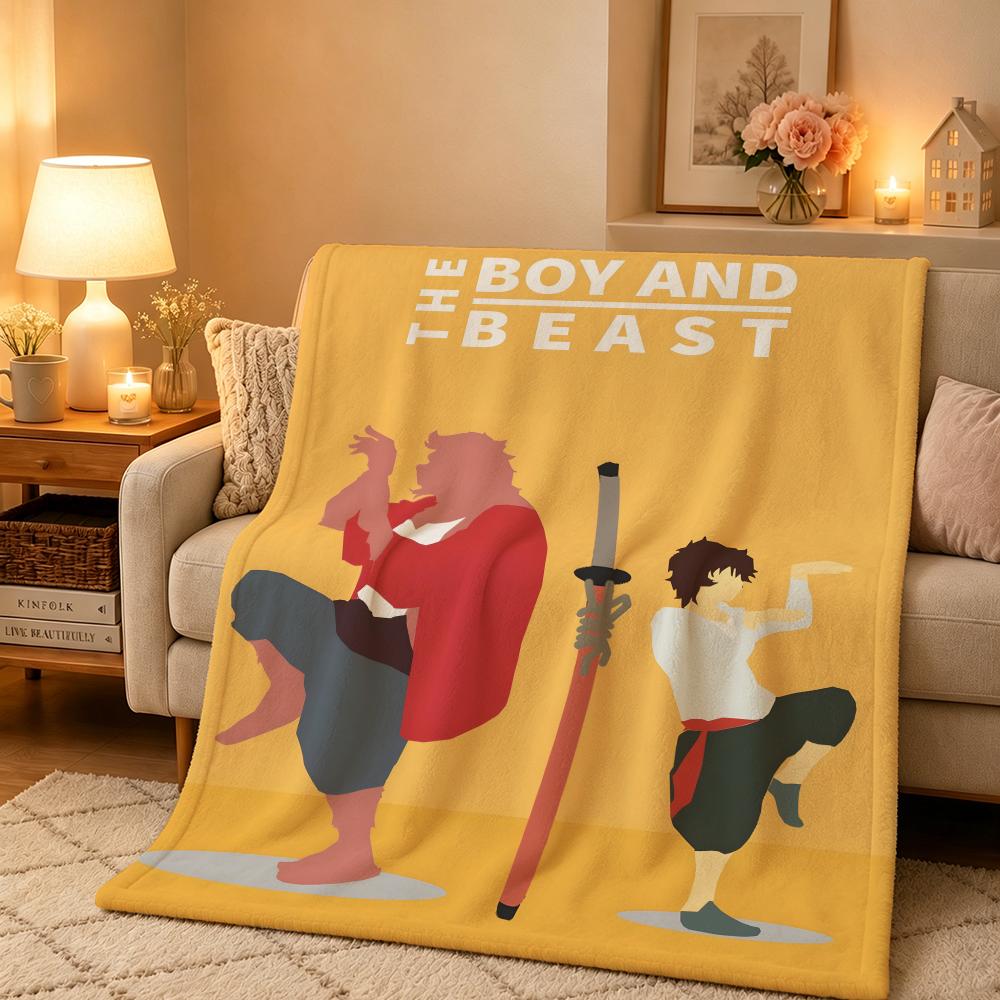 Anime T-The Boy and the Beast Throw Warm And Soft Suitable For Bedroom Living Room Sofa Bed Office Travel Camping 75X95CM