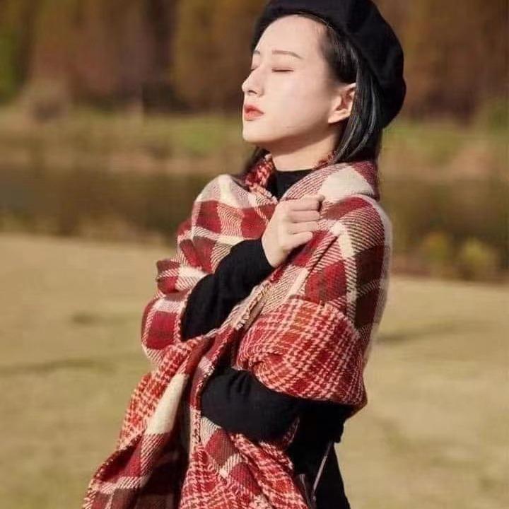 Korean double-sided scarf plaid women winter new imitation cashmere shawl thickened warm Internet celebrity retro scarf wholesale