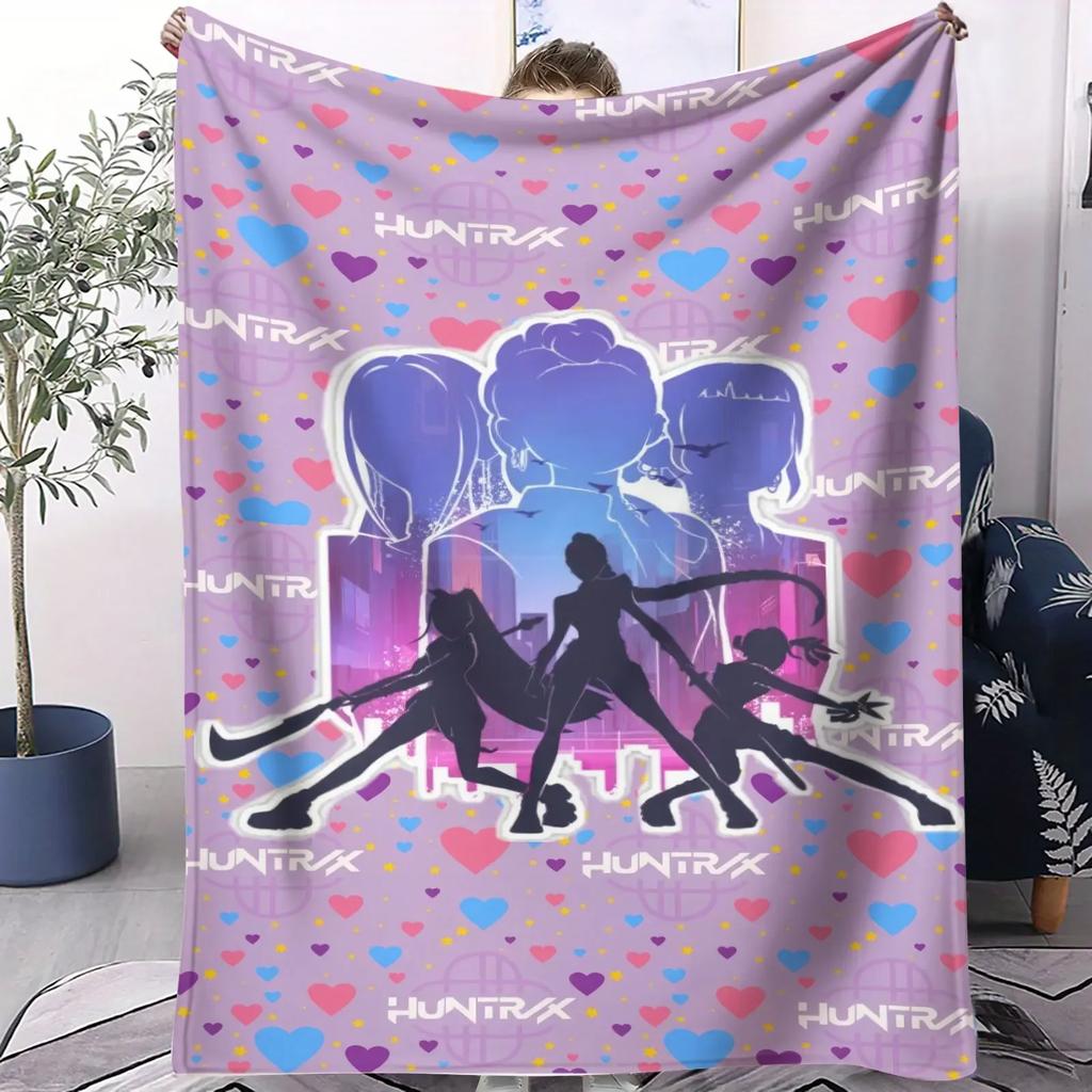 K Pop Saja Boys Cute Chibi Blanket Soft Warm Flannel Throw Anime Fan Gift for Travel Camping Sofa Bed Cover Living Room Decor
