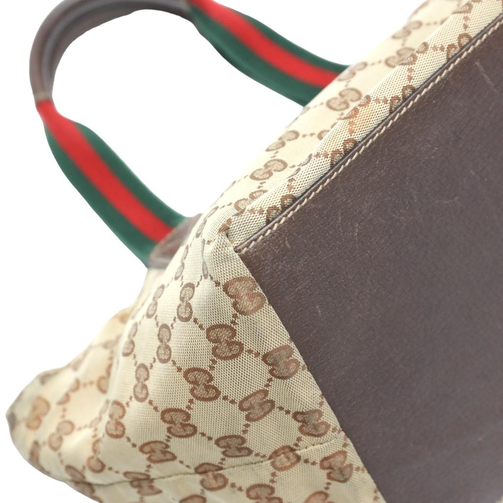 Gucci Sherry Line GG Canvas Handbag Tote Bag Beige Women 131228 Used