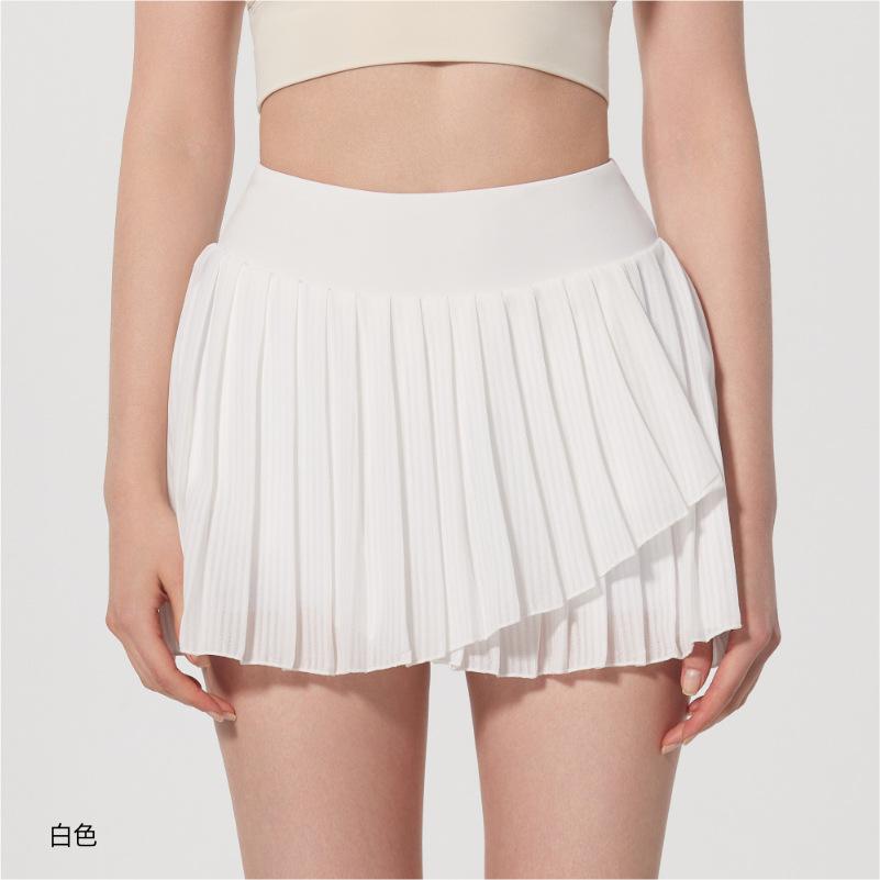 Antibacterial Yoga Skirt Sports Running Pleated Skirt Fake Two-piece Anti-light Lined Golf Tennis Skirt