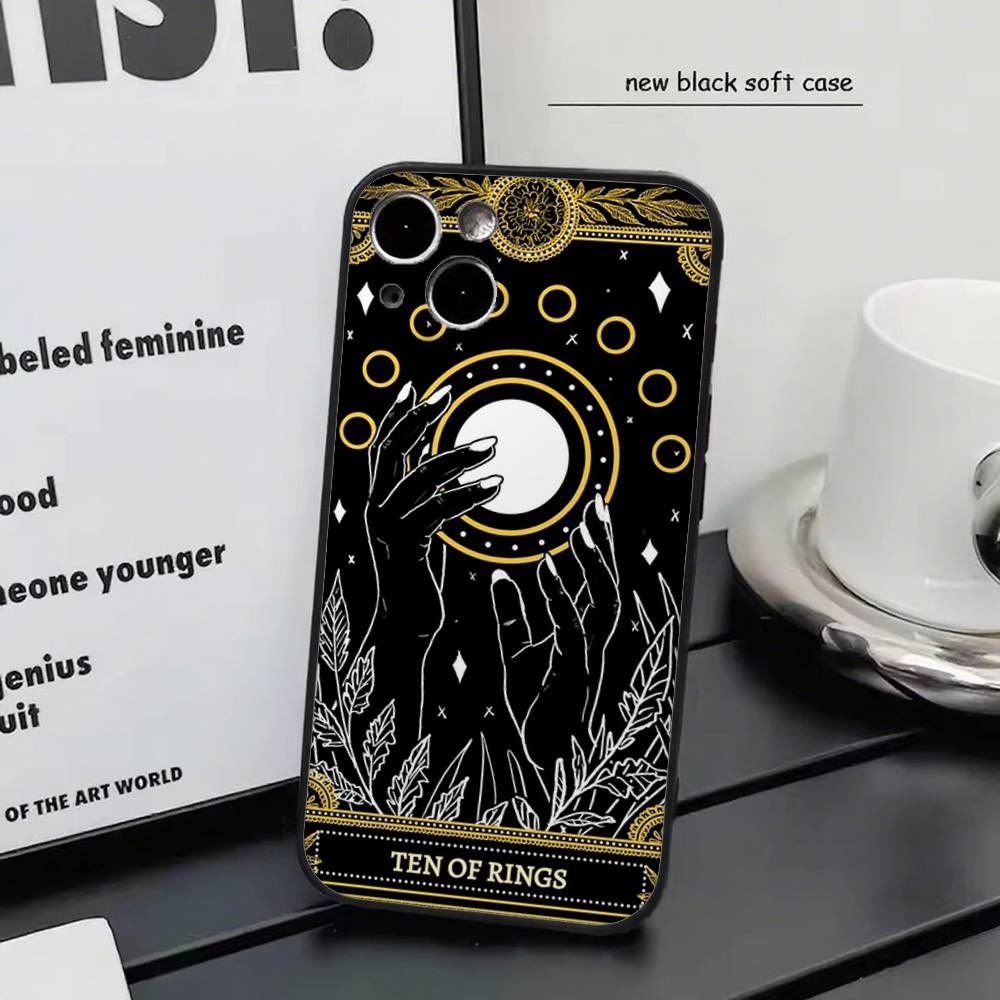 Witches Moon Tarot Mystery Totem For iPhone 17 air 16 15 14 13 12 11 Pro Black Soft Cover Phone Case