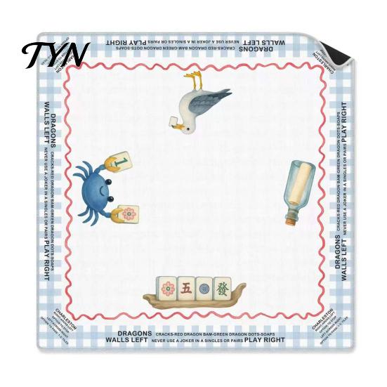 Wrinkle Resistant Game Mat Square Mahjong for Table, Anti-Slip Noise Reduction Table Protection Pad Cover, Waterproof Washable Diatomaceous