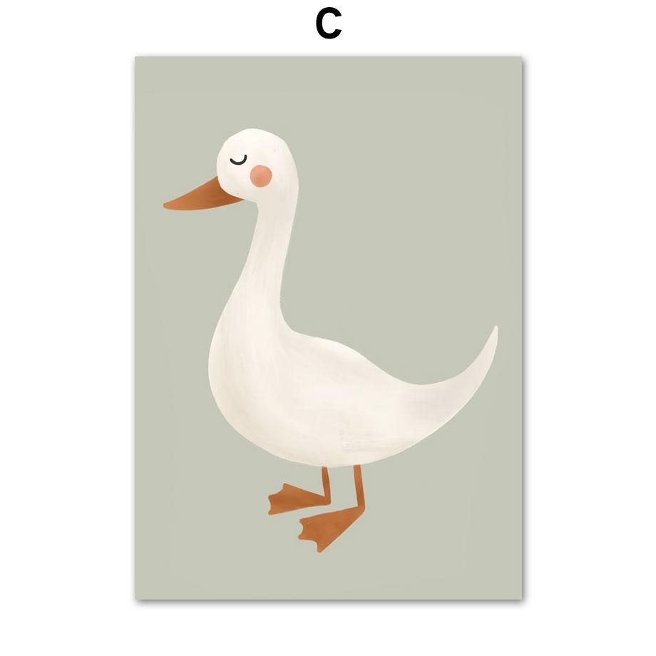 Nordic Retro Poster And Prints Wall Pictures Baby Kids Room Decor Cartoon Rabbit Fox Mouse Goose Duck Wall Art Canvas Painting