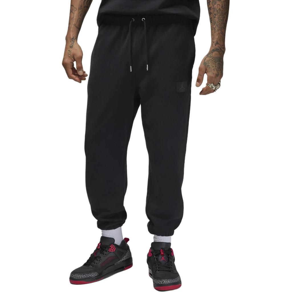 Nike Flight Fleet Solid Logo Print Drawstring Cuffed Casual Pants Men Bottoms Black FV7251-010