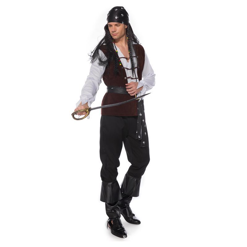 Men Pirate Captain Cosplay Costume Jack Sparrow Style for Halloween Masquerade