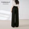 Mark Fairwhale Women's High-Waisted Wide-Leg Black Suit Pants