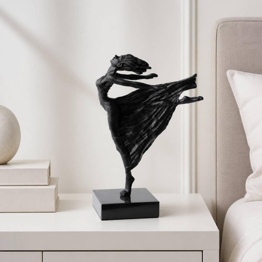 Weibliche Tänzerin Skulptur Moderne Tanzfigur mit Rechteckigem Sockel Flach