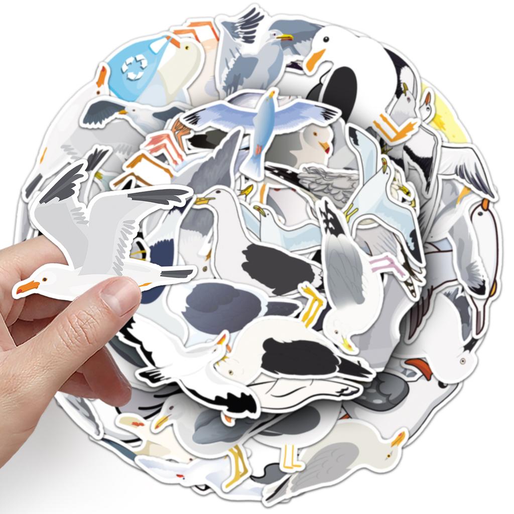 50 Seagull Doodle Stickers Personalized Cartoon Animal Bird Decorative Mobile Phone Case Suitcase Water Cup Stickers