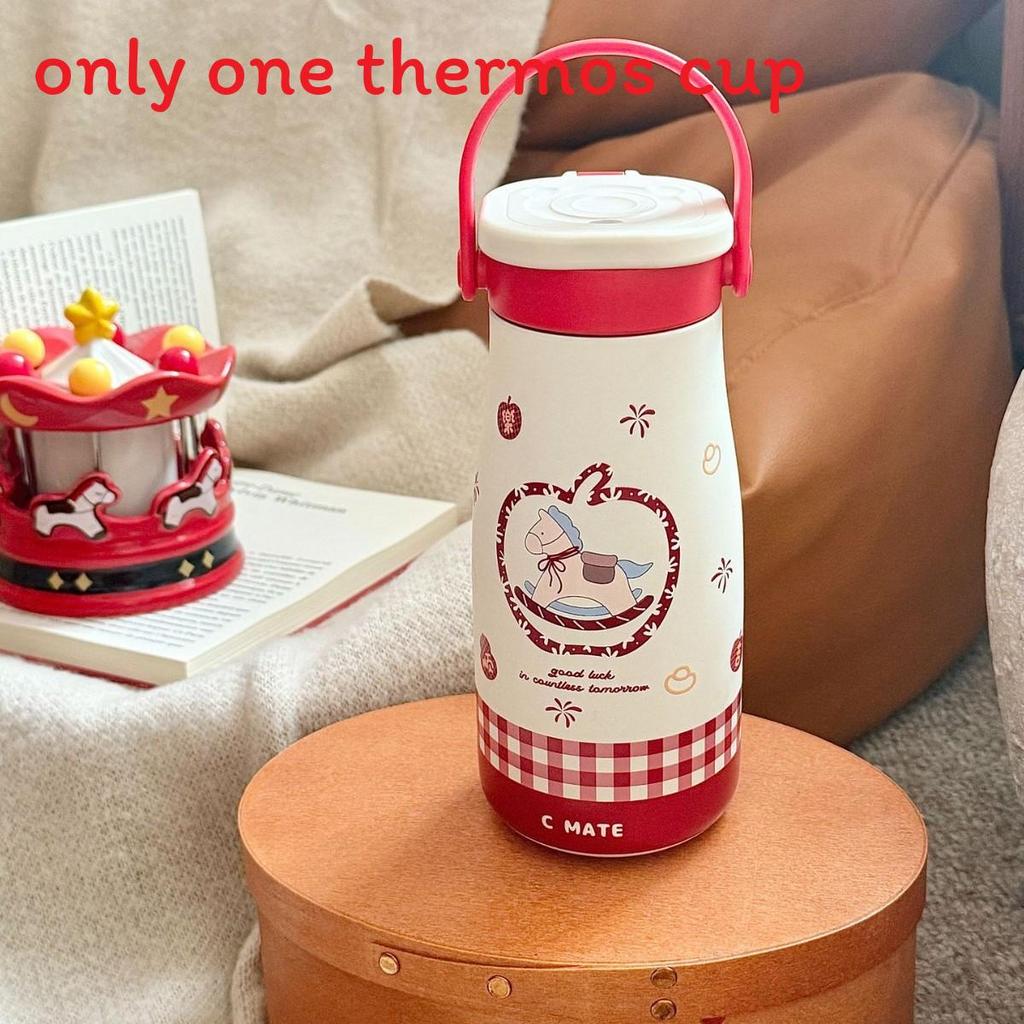 Year Of The Horse Portable Thermos Mug With Ceramic Inner And Travel Cap For Outdoor Use