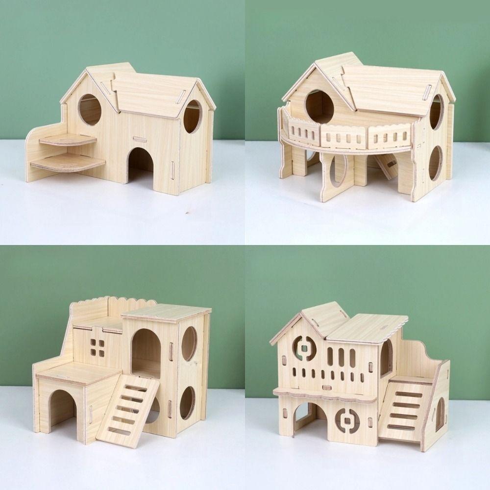 Chewable Platform House Wooden Hamster Climb Toy New Hamster Villa  Pet Supplies