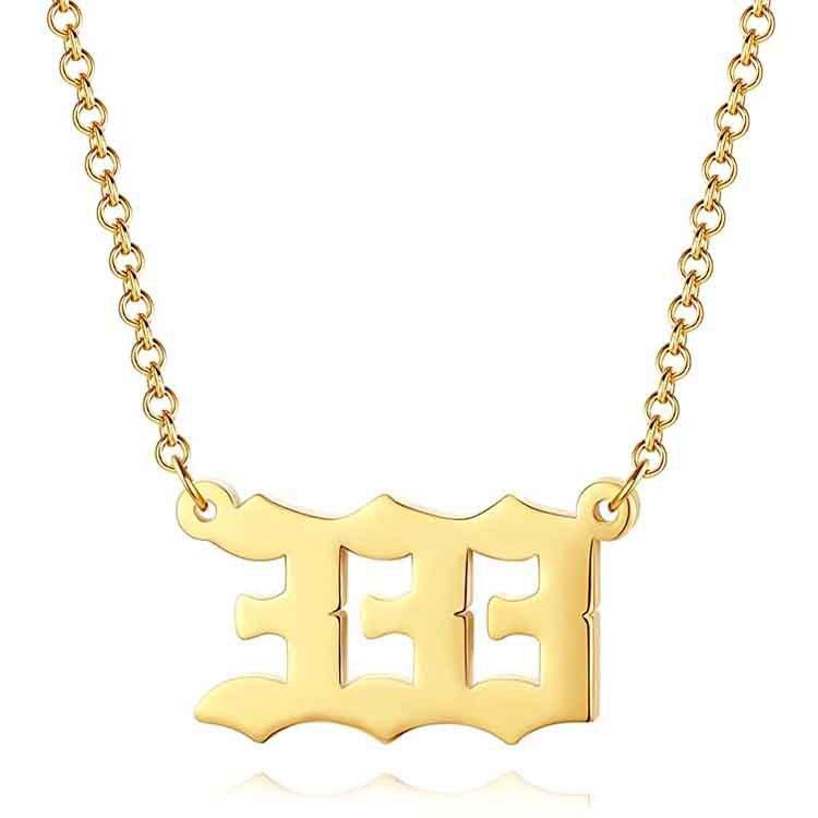 Stainless Steel Angel Number Lucky Numbers Necklaces 111 222 333 444 555 777 888 999 666 000 Women Pendant Necklace