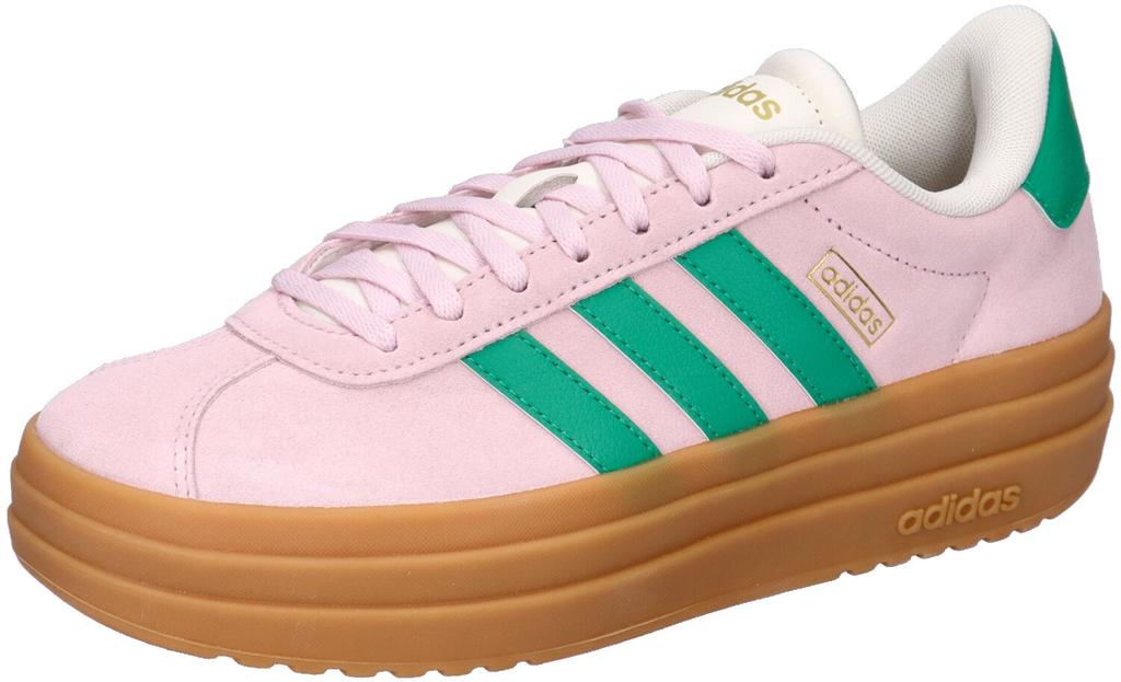 Кроссовки Adidas VL Court Bold Women прозрачный розовый/корт зеленый/коричневый белый