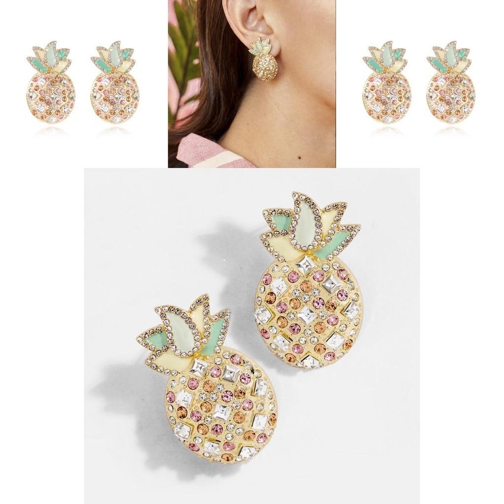 Trendy European American Pineapple Earrings Fashionable Crystals Women For
