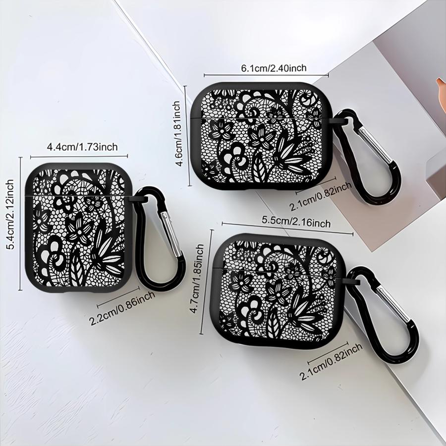 Earphone Cases Cover Case For Airpods 2 4 3 1 Pro2 Pro3 Pro Black Fashion Cool Lace