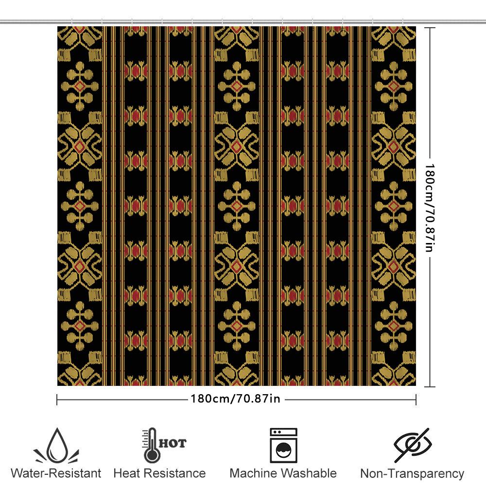 Black Gold Baroque Print Shower Curtain For Home Decor Bathroom Decor