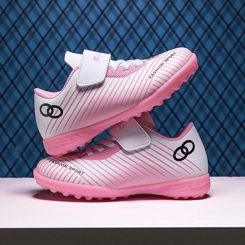 New Korean Version Leather Medium and Large Children's Light Football Shoes Boys Soft Sports Shoes Training Shoes Children's Football Shoes