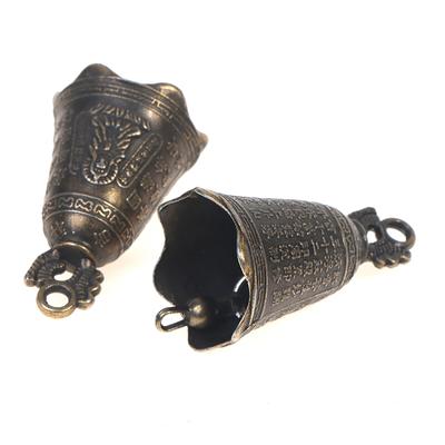 2Pcs Antique Bell China'S Mini Brass Copper Sculpture Pray Guanyin Bell