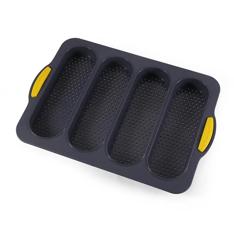Silicone 4 Grids Bread Baking Mold, Baguette Baking Tray, No Stick Loaf Pan, Bread Toast Mould, Pastry Tools
