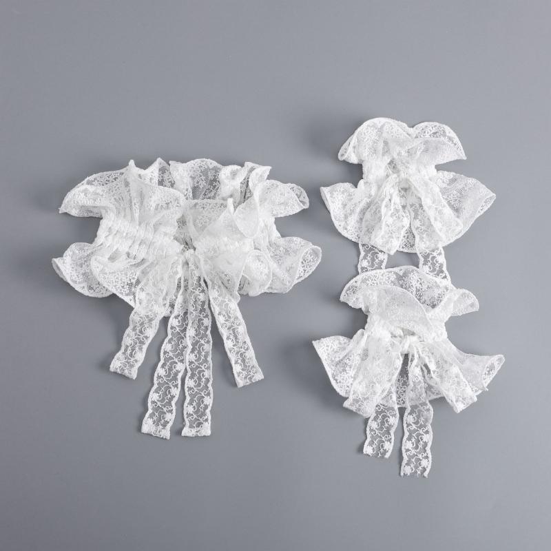 Ruffle Faux Collar Cuffs Sleeves Collar Insert Outfit Enhancer for Office Women Various Occasion Clothing Accessory