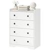 4 Drawer Chest of Drawers, Modern Dresser for Bedroom, Storage Cabinet for Living Room Entryway, White Wood Effect