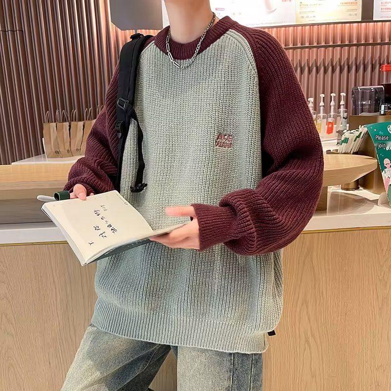 

Men’s Retro American Style Raglan Sleeve Color Block Knitwear Jacket XXL червоний/зелений